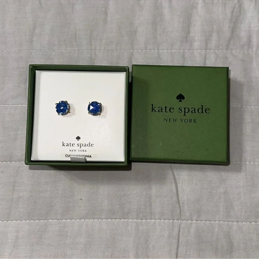 kate spade Boxed Black Brass Tone Round Cubic Zirconia Stud Earrings - Picture 5 of 10
